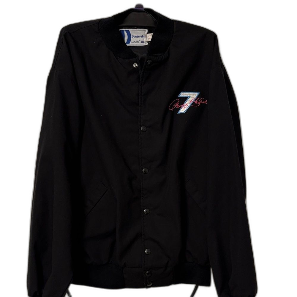 Dunbrooke Vintage #7 Nascar Racing Jacket Black Geoff Bodine Size XL